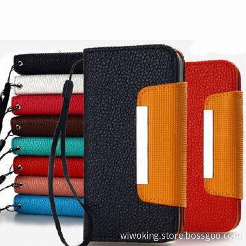 Leather Wallet Cases for iPhone 4/4S and 5, Available in Various Colors